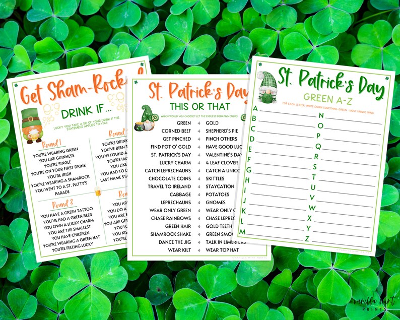 St. Patrick's Day 10 Game BUNDLE Volume 2 Irish Fun St. Patty's Day St. Paddy's St. Pats Printable Party Games for Kids & Adults image 3