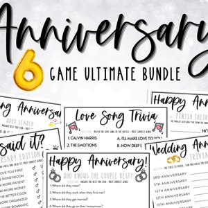 Anniversary Games | 6 Game BUNDLE | Fun Anniversary Party Games | Wedding Anniversary Trivia Games | Who Knows The Couple Best | Love Song