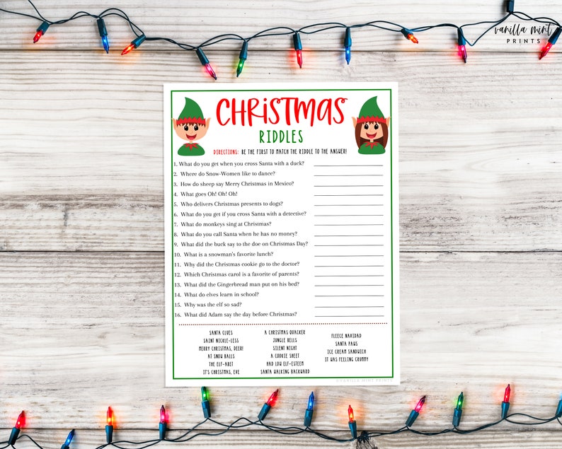 Christmas Riddles Game Matching Trivia Game Christmas | Etsy