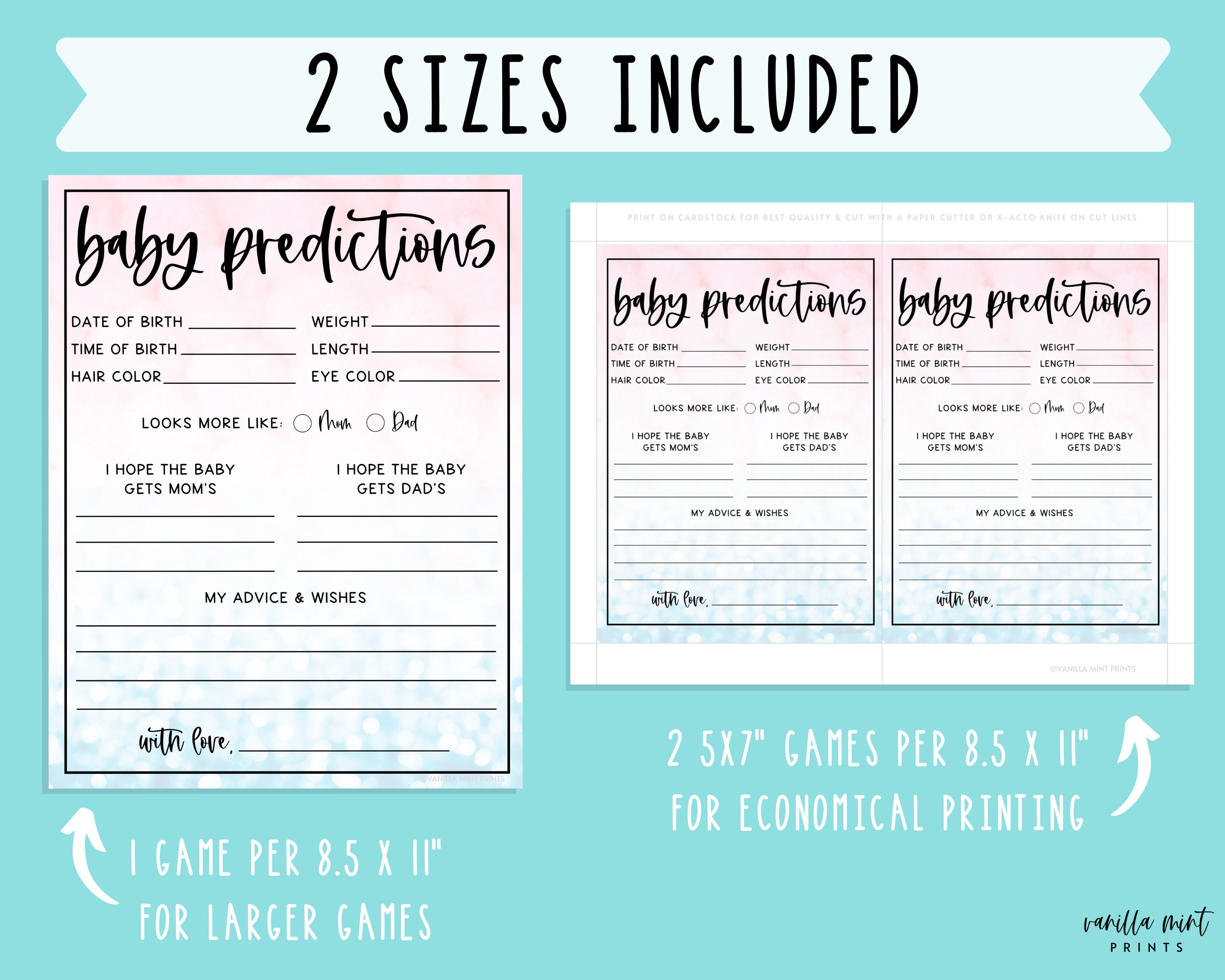 Baby Predictions & Advice Game Gender Reveal Party Games Etsy UK