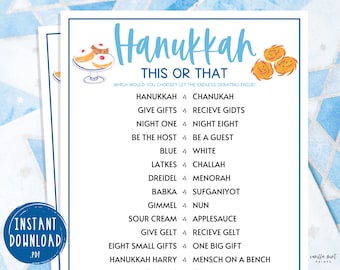 Hanukkah This or That Party Games | Chanukah Celebration Games | Festival of Lights Activities | Jewish Games for Adults & Kids | Hebrew