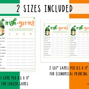 St. Patrick's Day Scattergories Game Irish-Gories Irish Fun St. Pattys Day St. Paddys St. Pats Party Games Kids & Adults Luck image 2