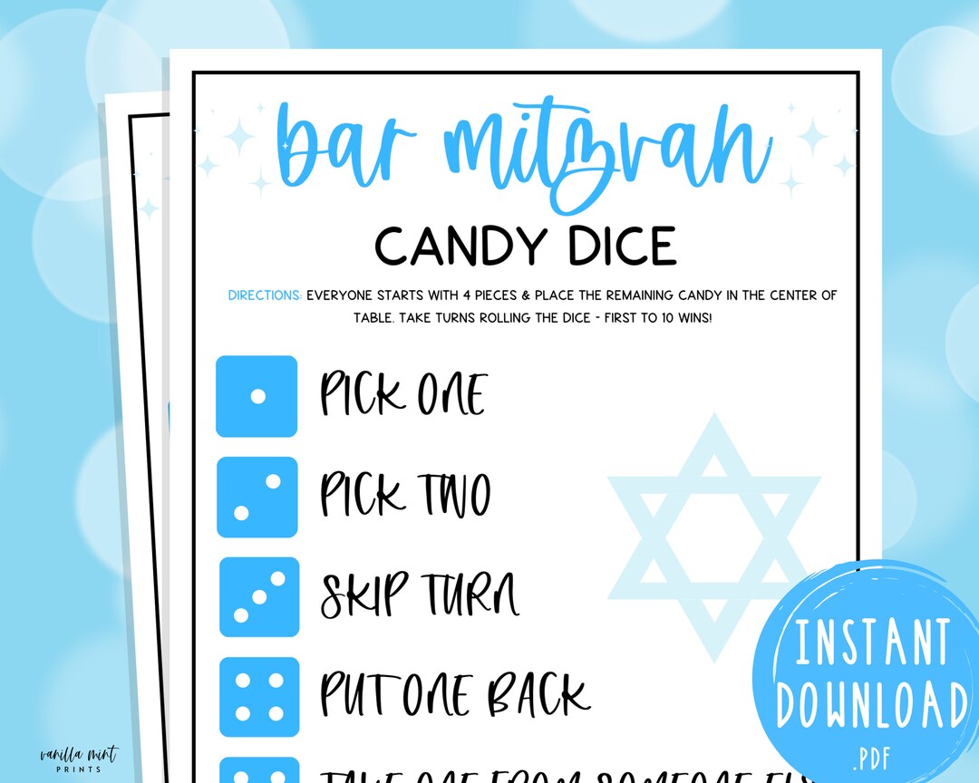 Bar Mitzvah Games Candy Dice Icebreaker Game Fun Birthday Party Games