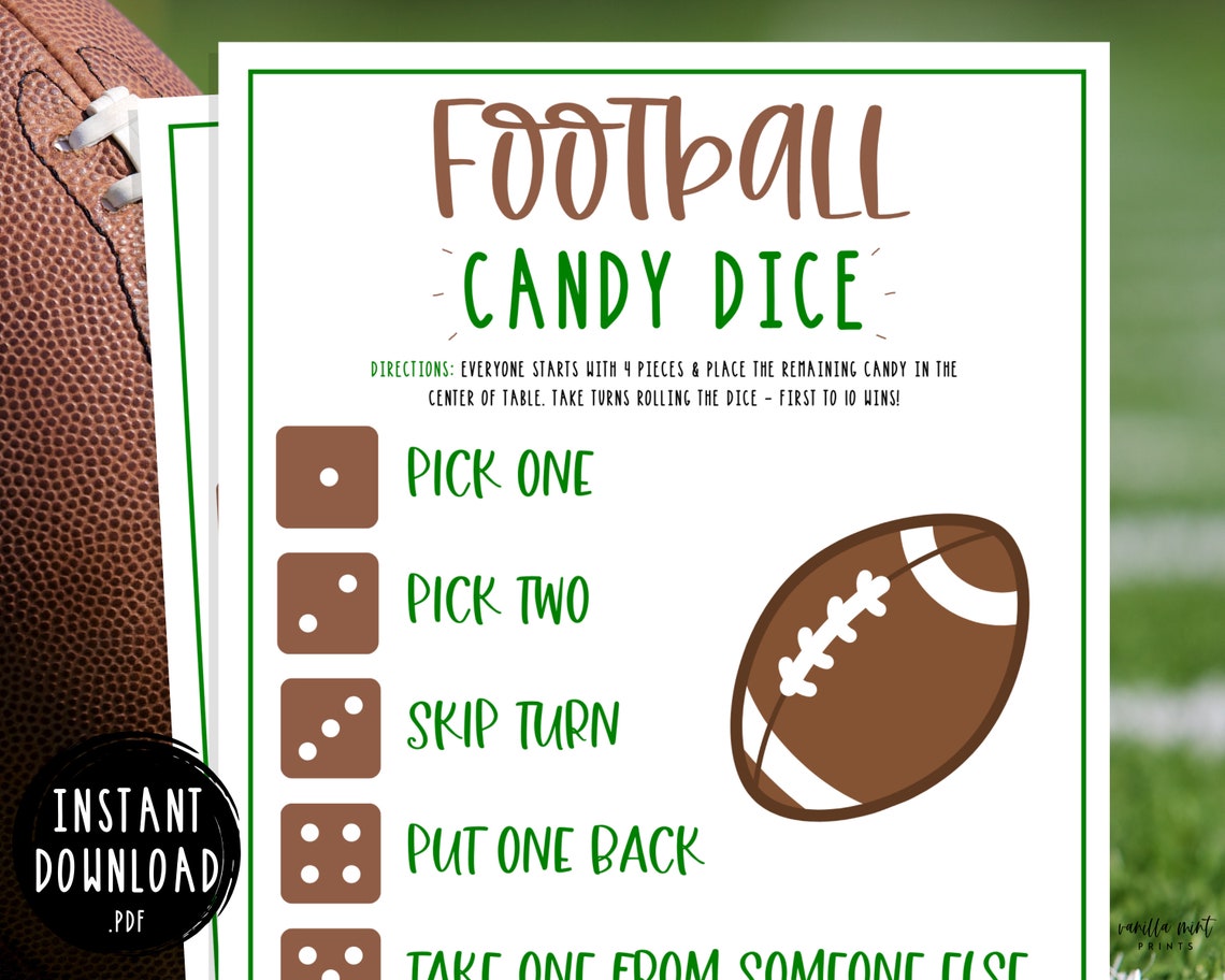 Football Candy Dice Game Football Party Games for Kids Etsy