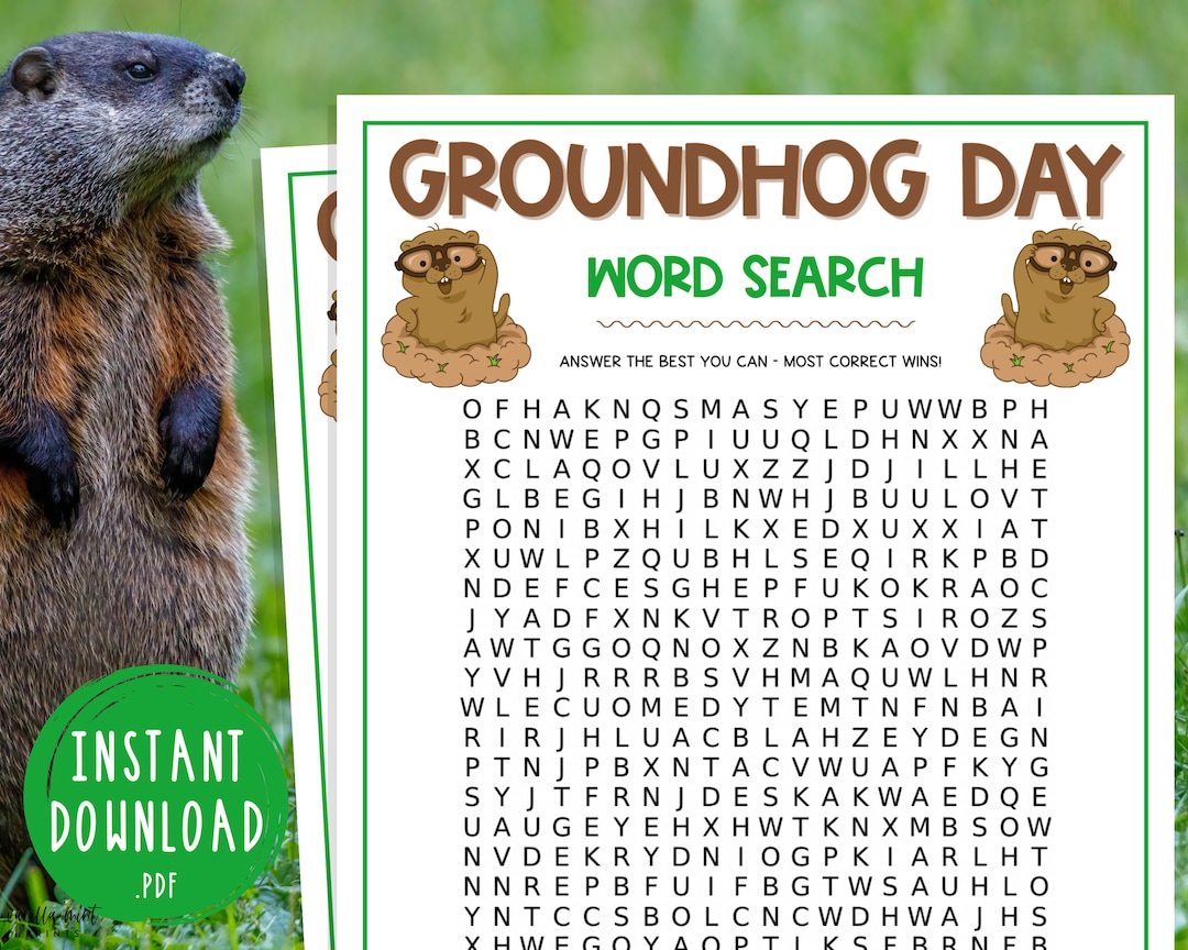 groundhog day word search game | punxsutawney phil printable