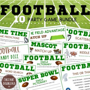 Football 10 Game  BUNDLE | Ten Professional Football Party Games Pack | Printable Sunday Football Games | Tailgate | Fantasy Football Party