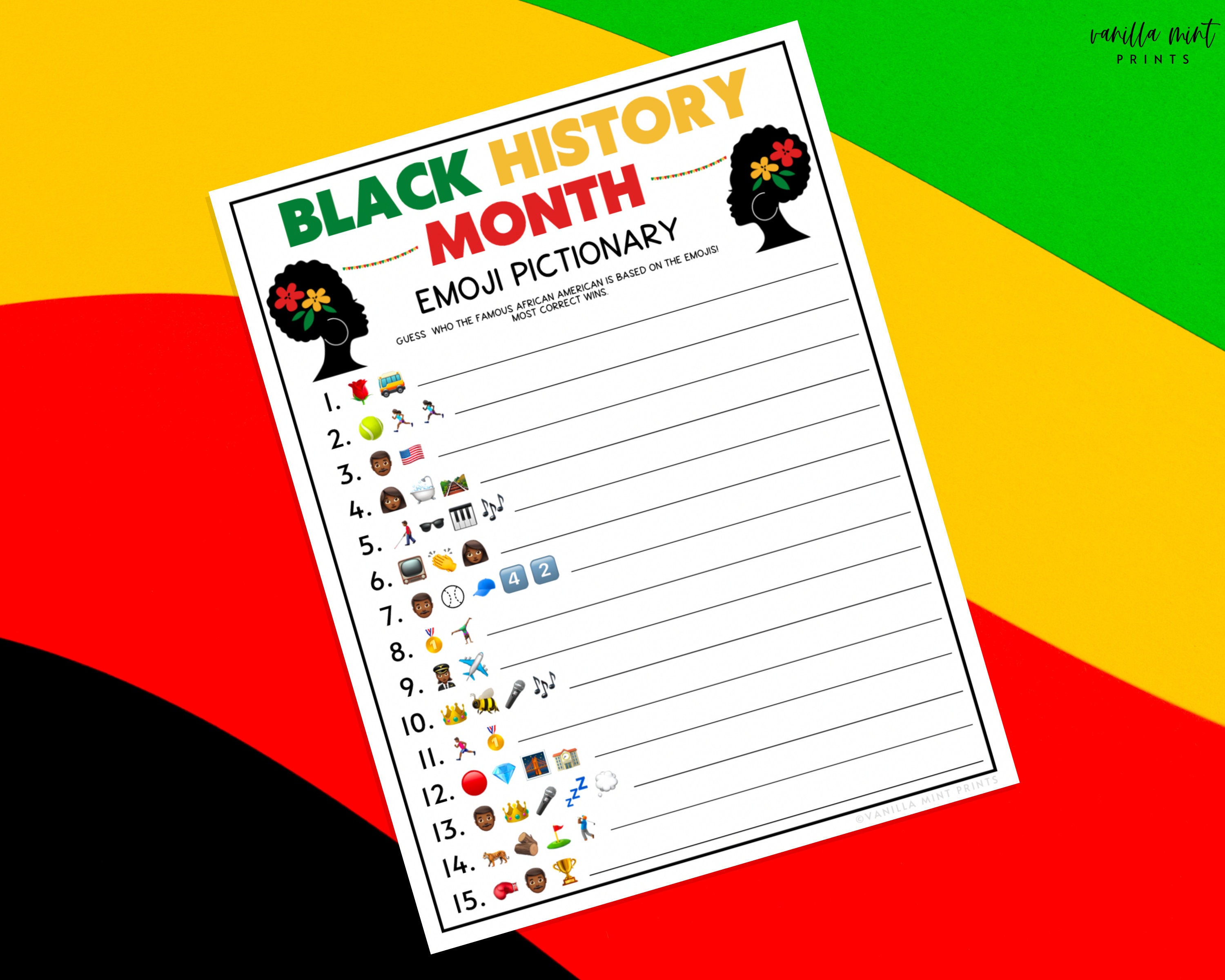 Black History Month Emoji Pictionary Game African American Etsy UK
