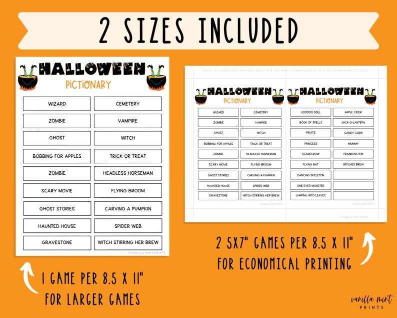 Halloween Pictionary Game 33 Halloween Pictionary - Etsy