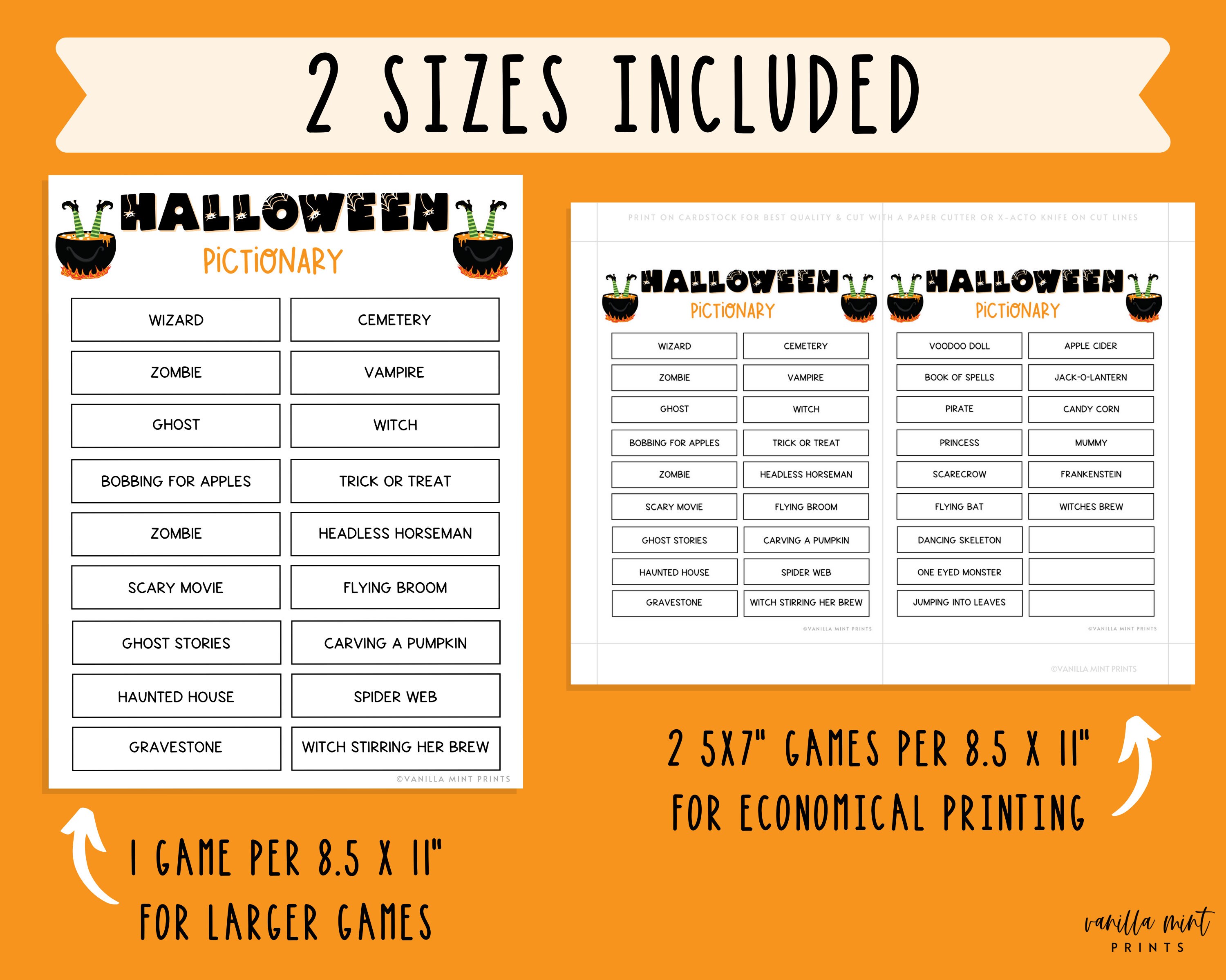Halloween Pictionary Game 33 Halloween Pictionary - Etsy