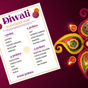 Jeu de chasse au trésor de Diwali Jeux de fête imprimables du Festival des lumières Activités pour adultes et enfants Jeux amusants de Diwali Hindouisme hindou image 4