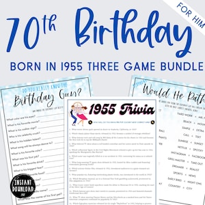 70th Birthday Party Game Bundle 70th Birthday Geboren 1955 3 Spiel Bundle Würde Er Lieber Trivia Siebziger Geburtstag Party Spiele Männer