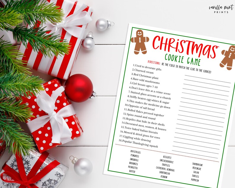 Christmas Cookie Game Game Christmas Trivia Printable Games | Etsy