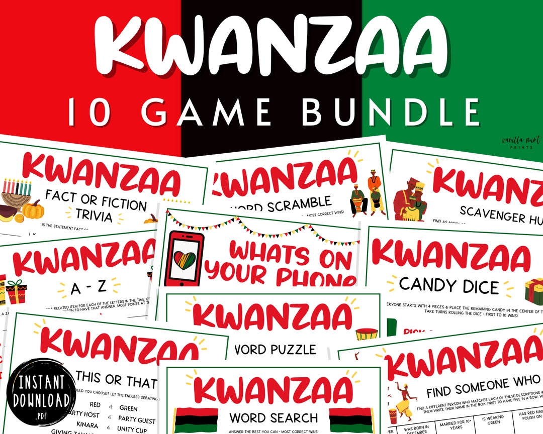 Kwanzaa 10 Game BUNDLE Printable Kwanzaa Party Games Fun Activities for