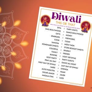 Diwali This or That Game Printable Festival of Lights Party - Etsy