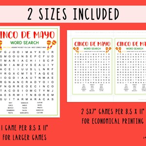 Cinco De Mayo Word Search Game | Word Puzzle | Mexican Party Games ...