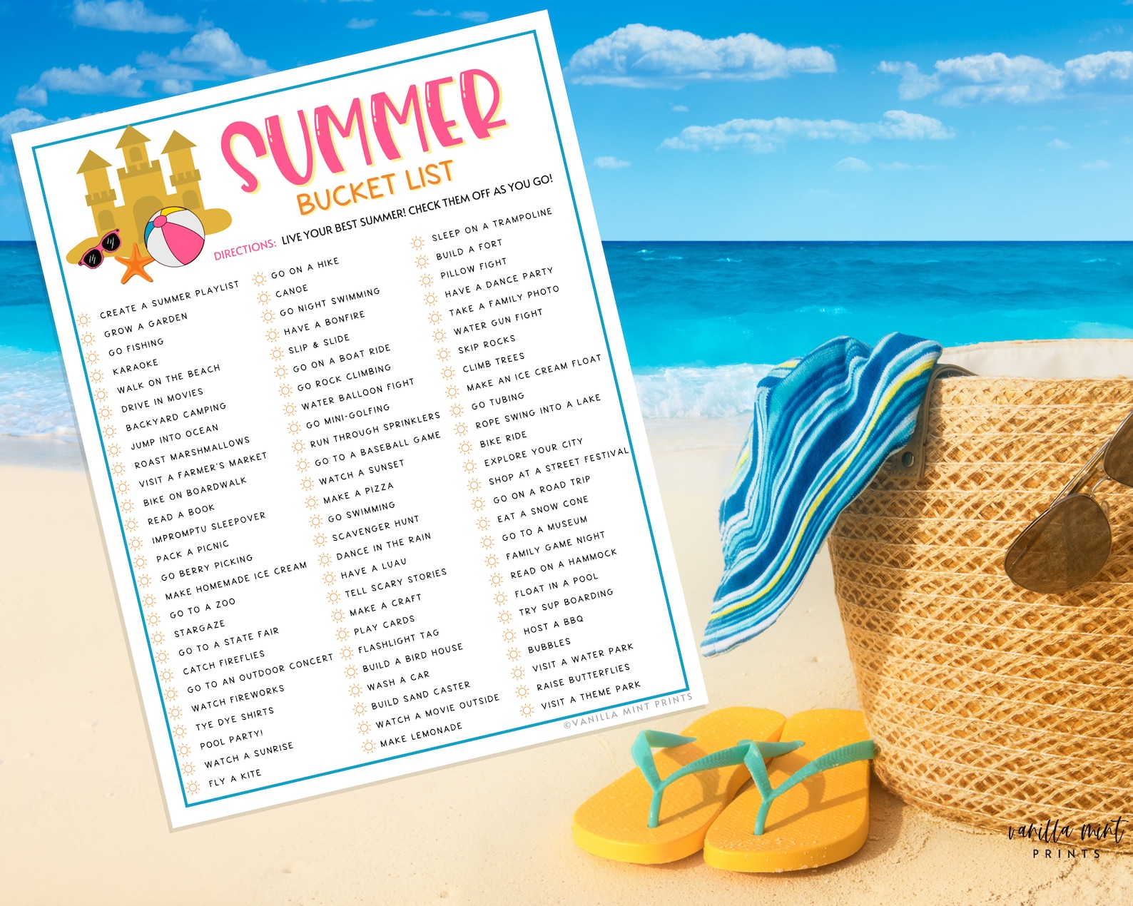 Summer Bucket List Game Printable Summertime Games Party Etsy