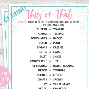 Teen Slumber Party Games | This or That | Girls Sleepover Birthday Party Games | Pajama Party | PreTeen | Tween | Would She Rather