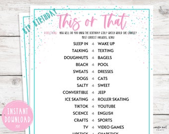 Teen Slumber Party Games | This or That | Girls Sleepover Birthday Party Games | Pajama Party | PreTeen | Tween | Would She Rather