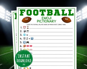 Football Emoji Pictionary Game | Super Bowl Party Games | Printable Professional Football Sunday Football | Tailgate | Fantasy Football