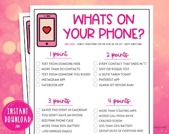 Ladies Night Whats On Your Phone Game | Party Games | Fun Girls Night Out | Girls Night In | Adult Games | Games for Adults | Scavenger Hunt