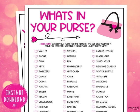 Christmas Whats in Your Purse Game, Printable Or Virtual Holiday Party –  Enjoymyprintables