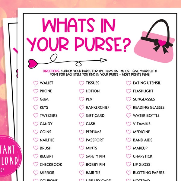 Ladies Night Whats In Your Purse Game | Party Games | Fun Girls Night Out | Girls Night In | Adult Games | Games for Adults | Scavenger Hunt