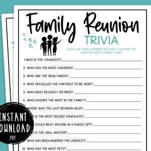 Family Reunion Trivia Party Games | Family Gathering Activity | Summer Reunion | Family Reunion Icebreaker | Who Knows the Family Best