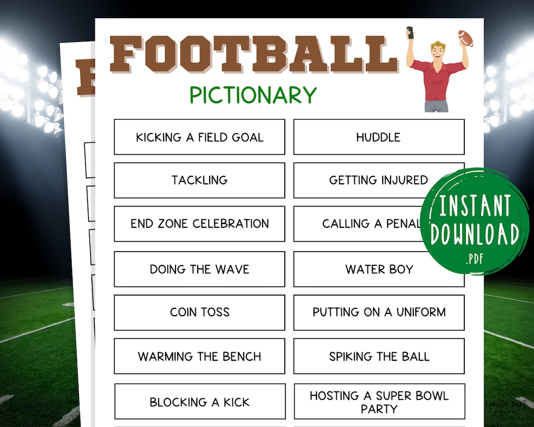 Super Bowl Pictionary Game Super Bowl Party Games Etsy