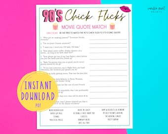 90's Chick Flick Trivia | 1990's Rom Com | Girls Night In | Back to the 90s Party Games | Millennial Birthday | Nineties Babies 40,30th