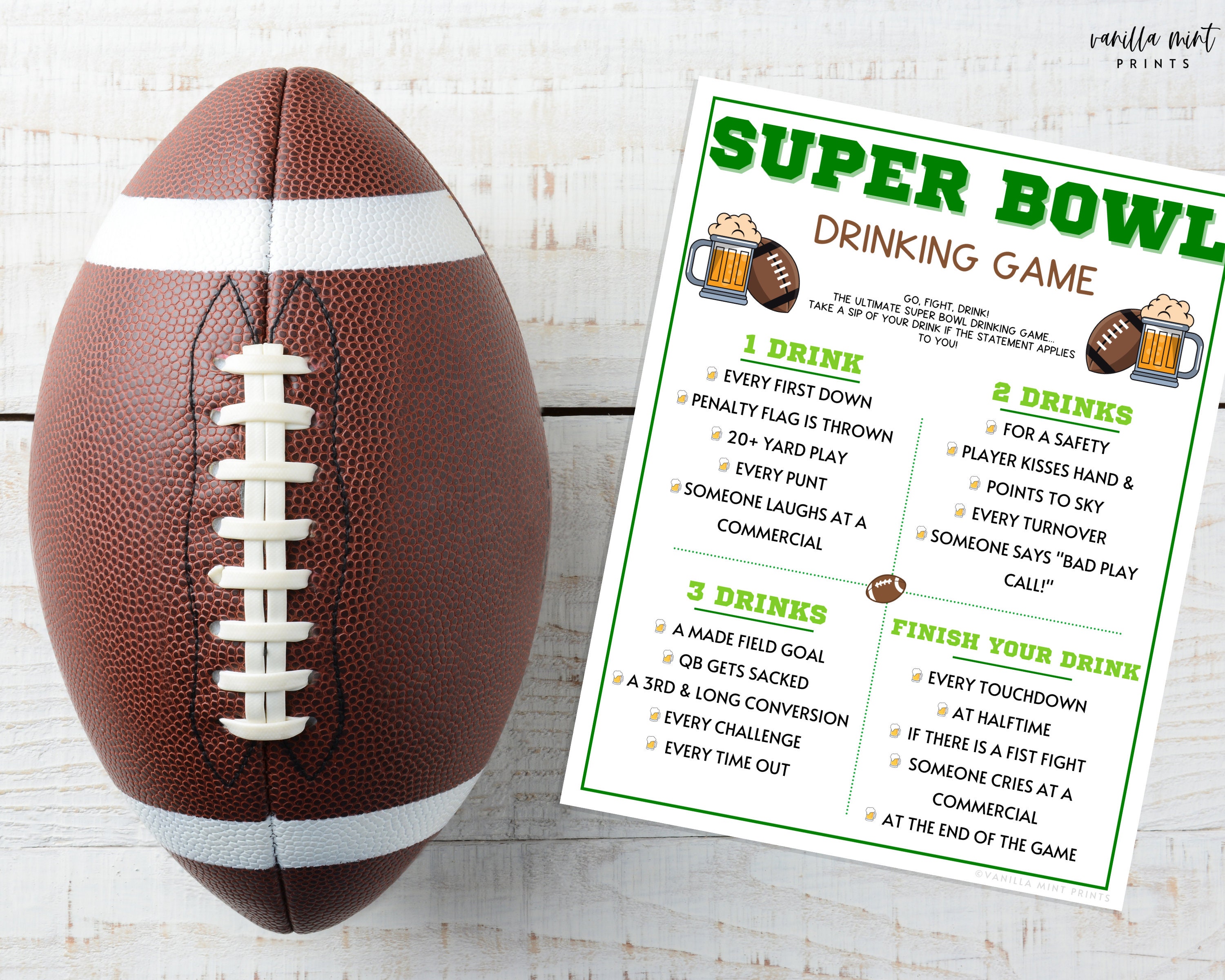 Super Bowl Ultimate Drinking Game Super Bowl Party Games - Etsy