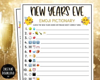 New Years Eve Emoji Pictionary Game | Printable Games | Fun New Years Eve Party Games | NYE Trivia | Adult Party Games | Kids NYE Party Game