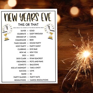 New Years Eve This or That Game New Years Games New Years Eve Party ...