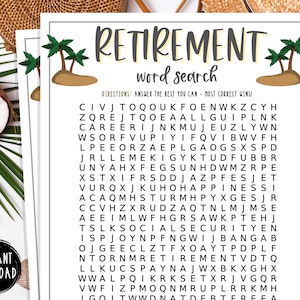 Retirement Party Games | Retirement Word Search | Fun Retirement Party Games | Word Games for a Retirement Party