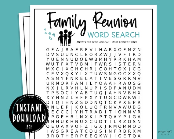 Family Reunion Word Search Games Party Games Family - Etsy