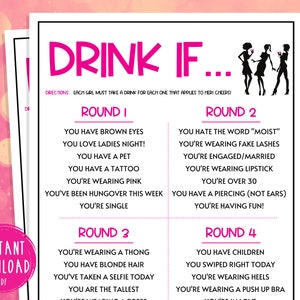 Drink If Game | Ladies Night Party Games | Fun Girls Night Out | Girls Night In | Adult Games | Games for Adults | Fun Drinking Games