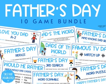 Father's Day 10 Game BUNDLE | Father's Day Games | Games for Dad | Happy Father's Day Activities for Kids & Adults | Papa | Daddy