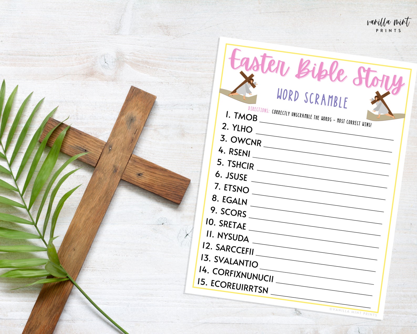 easter bible story word scramble game printable easter
