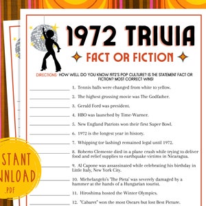 1972 Trivia | 70s Pop Culture Trivia | Fact or Fiction | 50th Birthday ...