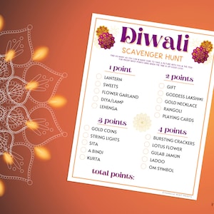 Jeu de chasse au trésor de Diwali Jeux de fête imprimables du Festival des lumières Activités pour adultes et enfants Jeux amusants de Diwali Hindouisme hindou image 3
