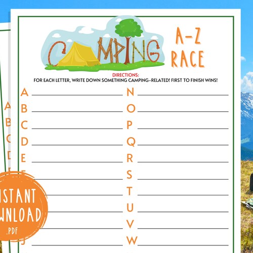 Camping Trivia Printable Campground Party Games Camping Etsy