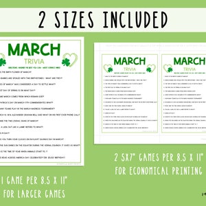 March Trivia Game | Printable Month Party Games | Springtime Activities ...
