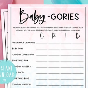 Baby-Gories Scattergories Game | Gender Reveal Party Games | Baby Shower | Fun Games for Gender Reveal Party | Boy or Girl | Pink and Blue