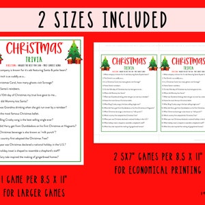 Christmas Trivia Game Christmas Trivia Printable Games | Etsy