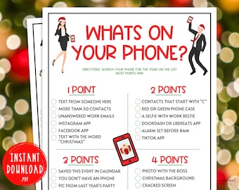 Holiday Office Party Whats On Your Phone Game | Xmas Games | Christmas Work Party Game | Coworker | Office Christmas Party | Scavenger Hunt