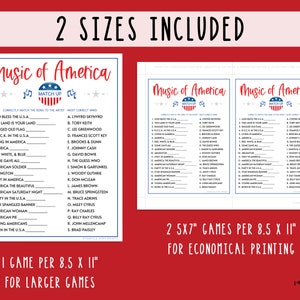 Patriotic Music of America Trivia Match up Game | Printable Memorial ...