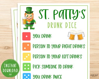 Jeu à boire avec dés ivres de St. Patty | Jeux à boire amusants pour la Saint-Patrick | Jeux pour adultes | Jeux pour adultes | Jeux de fête amusants de St. Pat