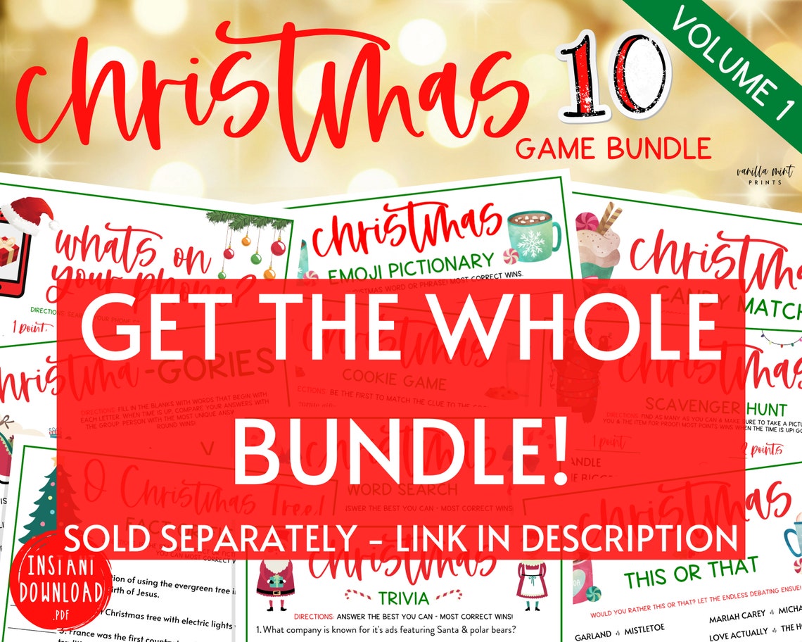 Christmas AZ Game Christmas Printable Games Fun Christmas Etsy