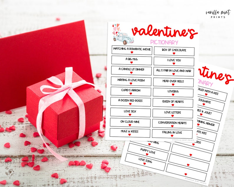 Valentine's Day Pictionary Game Fun Valentine's Day | Etsy