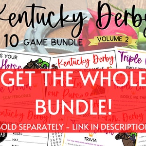 Jeu de recherche de mots Kentucky Derby Jeux de société triple couronne Course de chevaux Jeu de fête imprimable Derby Activité amusante pour adultes et enfants image 5