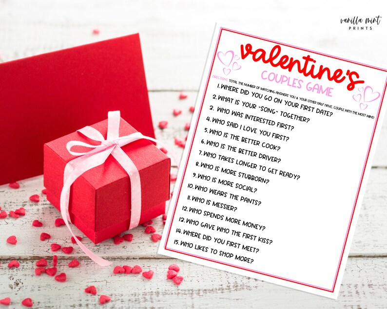 Valentine's Day Couples Game Game Valentine Printable Etsy